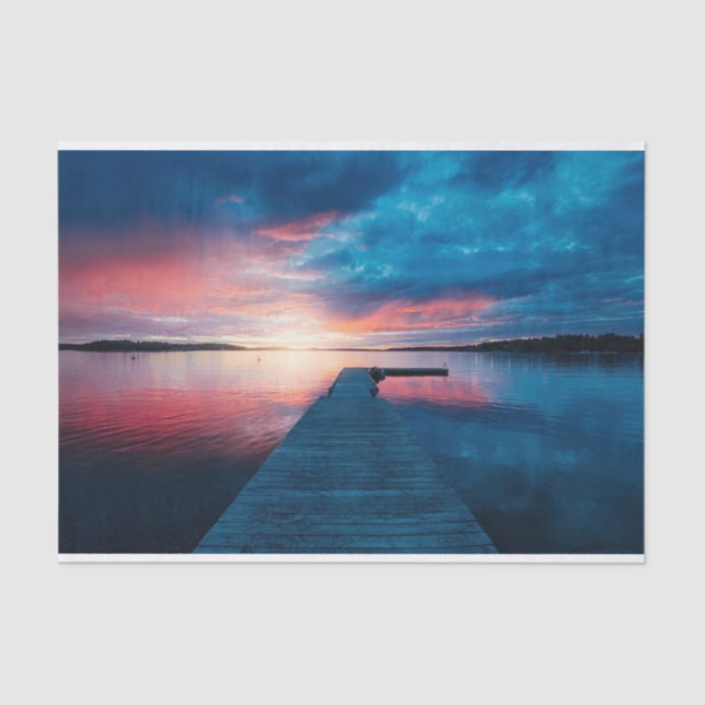 Beautiful Sunset on a Calm Lake Tissue Paper (Front)