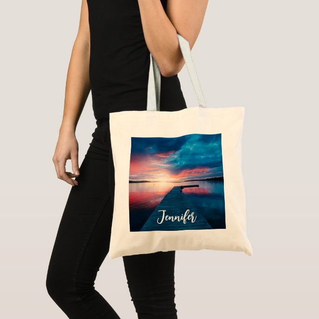 Beautiful Sunset on a Calm Lake Tote Bag (Front (Product))