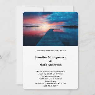 Beautiful Sunset on a Calm Lake Wedding Invitation