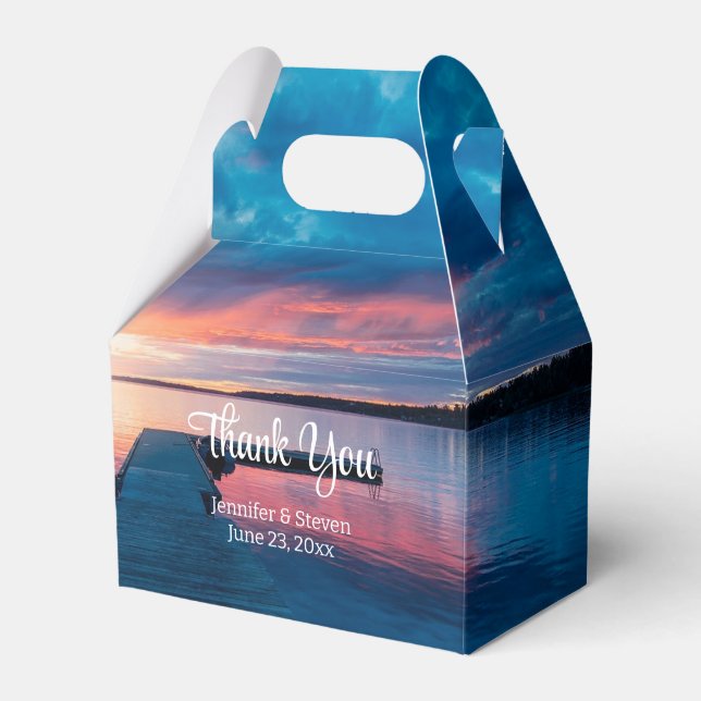 Beautiful Sunset on a Calm Lake Wedding Thank You Favour Box (Front Side)
