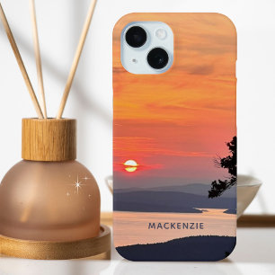 Beautiful Sunset on Mountain Lake iPhone 15 Case