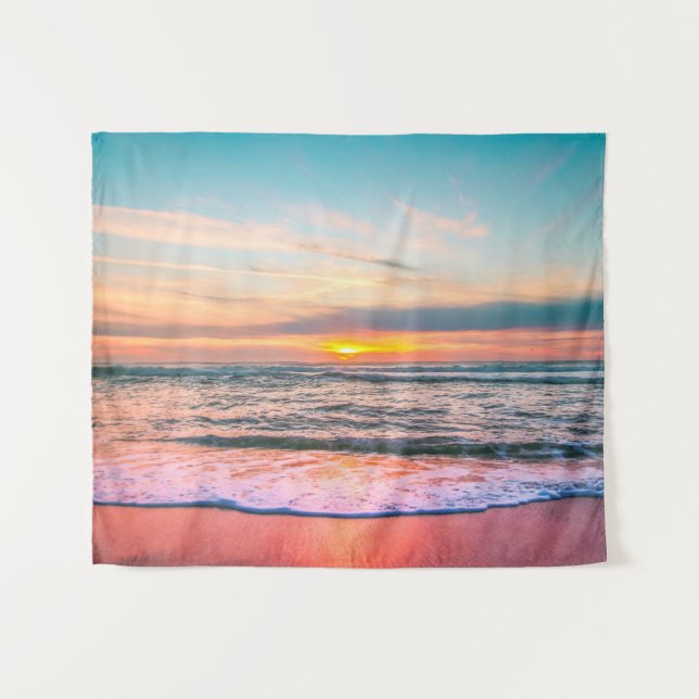 Beautiful Sunset on the Beach Tapestry (Front (Horizontal))
