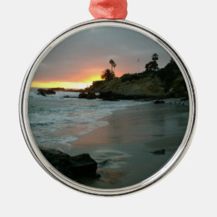 Beautiful Sunset on the Shore Cliffs Metal Tree Decoration