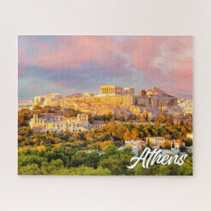 Beautiful Sunset Over Athens, Greece Jigsaw Puzzle