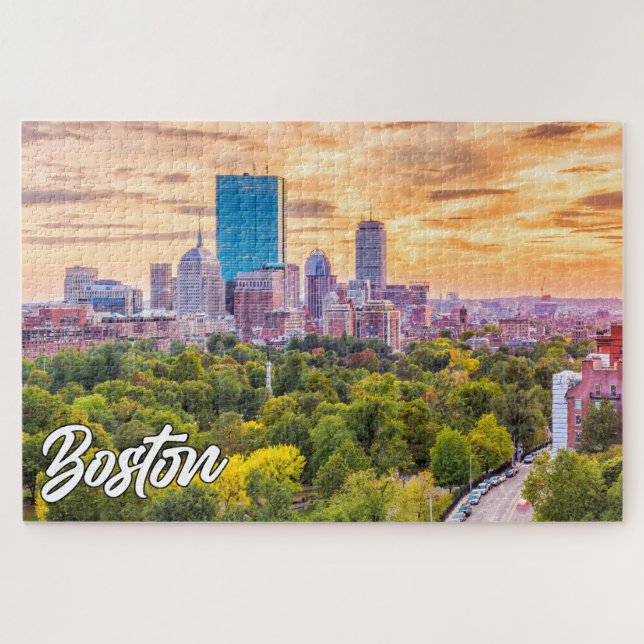 Beautiful Sunset Over Boston, Massachusetts, USA Jigsaw Puzzle (Horizontal)