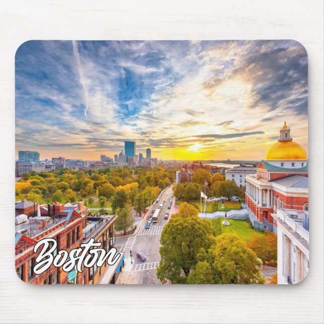 Beautiful Sunset Over Boston, Massachusetts, USA Mouse Mat (Front)