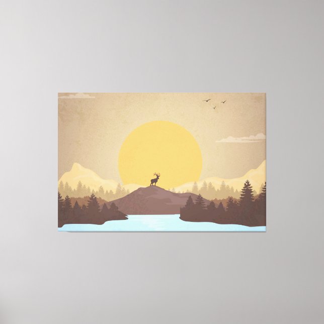 Beautiful sunset over lake scenery canvas print (Front)