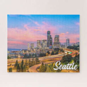 Beautiful Sunset Over Seattle, Washington Jigsaw Puzzle
