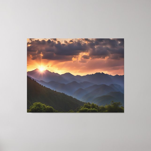 Beautiful Sunset Over The Mountains Canvas Print (Front)