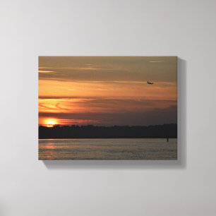Beautiful sunset over the river canvas print