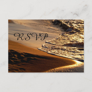 Beautiful Sunset Sandy Beach Wedding RSVP Card