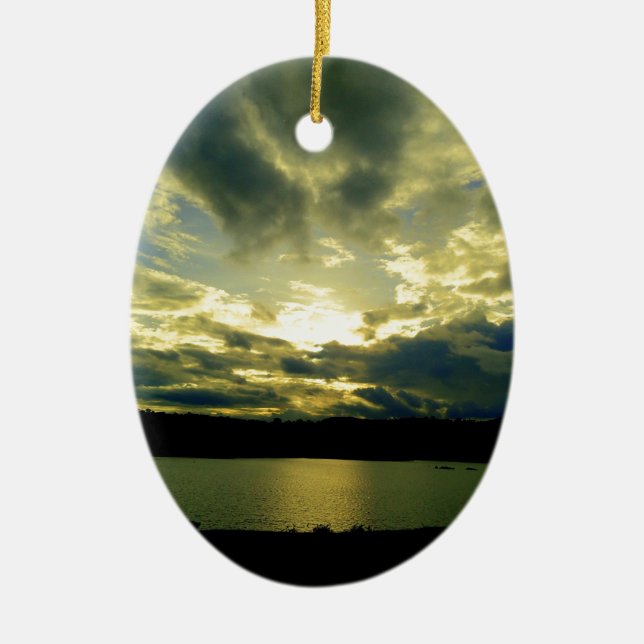 Beautiful Sunset Scenic Landscape Photographic Art Ceramic Tree Decoration (Front)