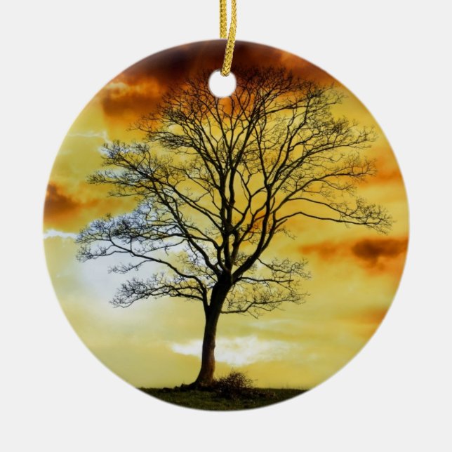 Beautiful Sunset Scenic Landscape Photographic Art Ceramic Tree Decoration (Front)