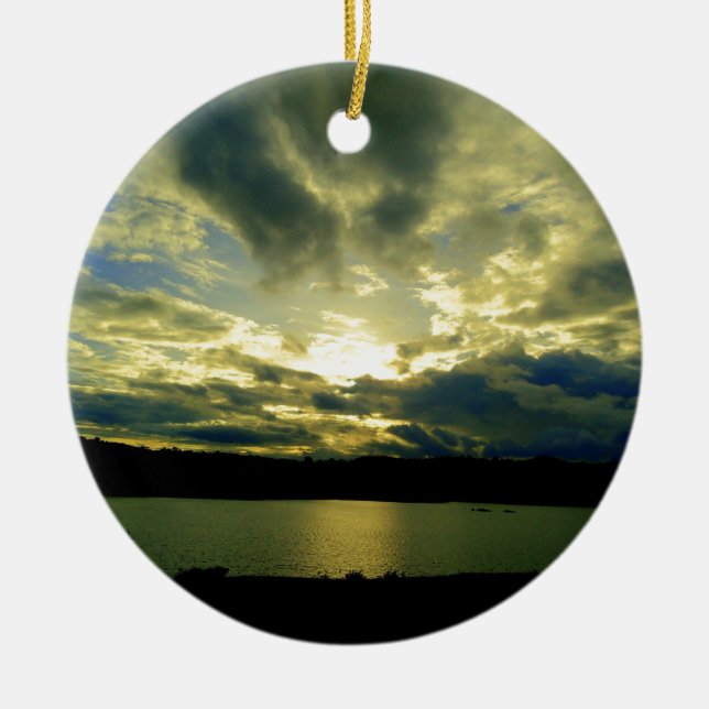 Beautiful Sunset Scenic Landscape Photographic Art Ceramic Tree Decoration (Front)