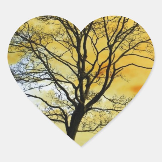 Beautiful Sunset Scenic Landscape Photographic Art Heart Sticker (Front)