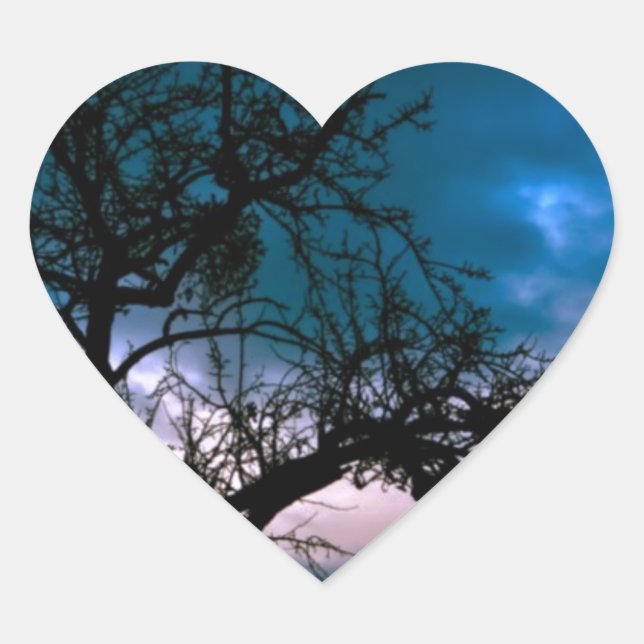 Beautiful Sunset Scenic Landscape Photographic Art Heart Sticker (Front)