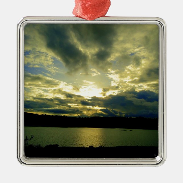 Beautiful Sunset Scenic Landscape Photographic Art Metal Tree Decoration (Front)