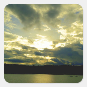 Beautiful Sunset Scenic Landscape Photographic Art Square Sticker