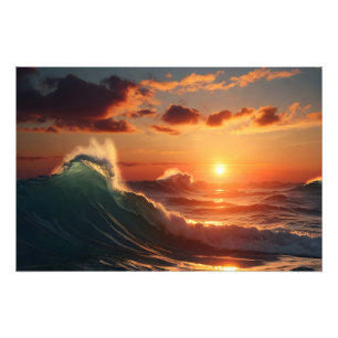 Beautiful sunset sea photo print