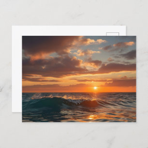 Beautiful sunset sea postcard