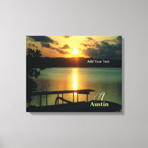 Beautiful Sunset Sea Sky Beach Boat In Bali Custom Canvas Print