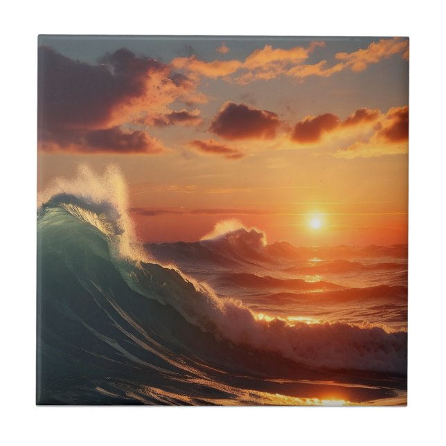 Beautiful sunset sea tile (Front)