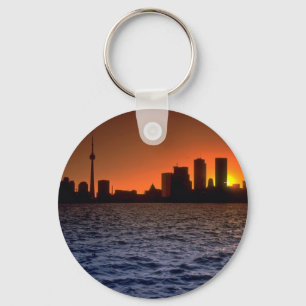 Beautiful Sunset: Toronto skyline at sunset, Ontar Key Ring
