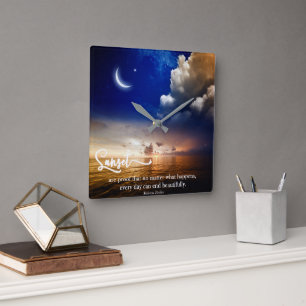 Beautiful Sunset Wall Clock with Quote