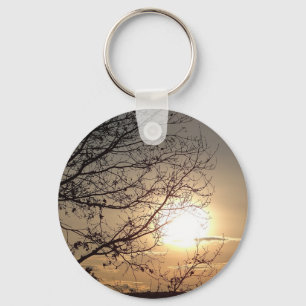 Beautiful sunset with branchs key ring