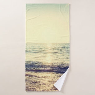 Beautiful Sunset with sea and beach - Vintage and Bath Towel