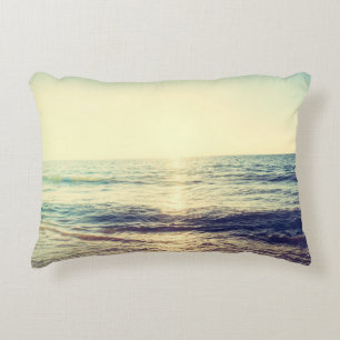 Beautiful Sunset with sea and beach - Vintage and Decorative Cushion