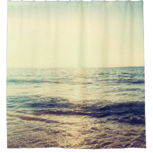 Beautiful Sunset with sea and beach - Vintage and Shower Curtain