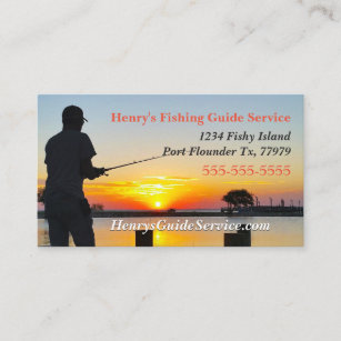 Beautiful Sunset with Water Fishing Guide Business Card