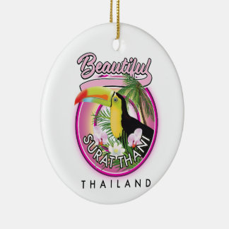 Beautiful Surat Thani thailand logo Ceramic Tree Decoration