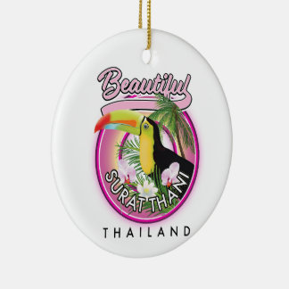 Beautiful Surat Thani thailand logo Ceramic Tree Decoration