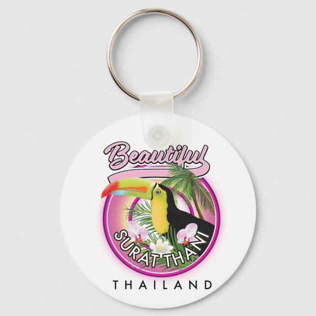 Beautiful Surat Thani thailand logo Key Ring (Front)