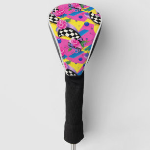 Beautiful Surreal Pink and Chequerboard Pattern Golf Head Cover