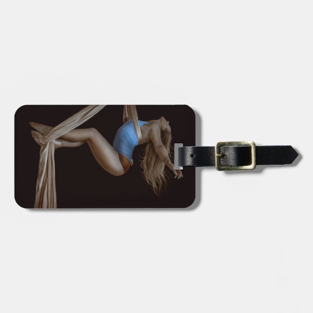 Beautiful Suspended Aerial Silk Performer Luggage Tag (Front Horizontal)