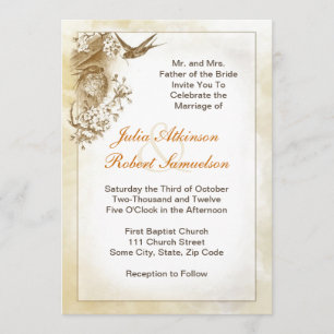 beautiful swallow birds wedding invitation