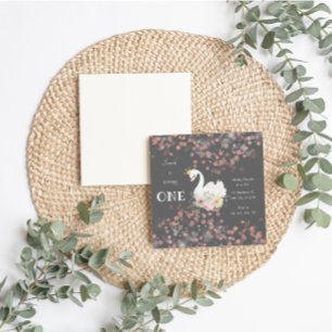 Beautiful Swan Birthday Card Invitation