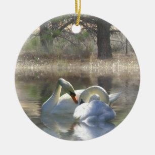 Beautiful Swan Couple Xmas Ornament