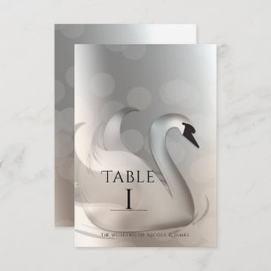 Beautiful Swan Elegant Wedding Table Number Card