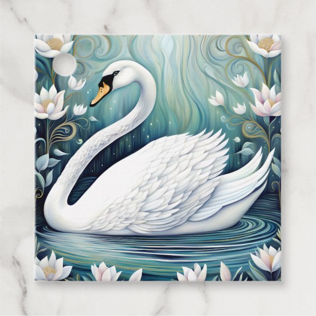 Beautiful Swan Favour Tags (Front)