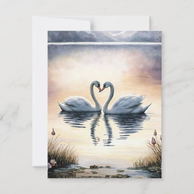 Beautiful Swan Lake Backgrounds Holiday Card (Front)