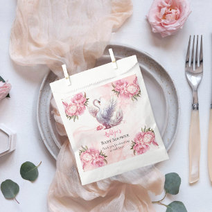 Beautiful Swan Pink Floral Girl Baby Shower Favour Bags