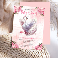 Beautiful Swan Pink Floral Girl Baby Shower