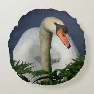 Beautiful Swan Round Pillow