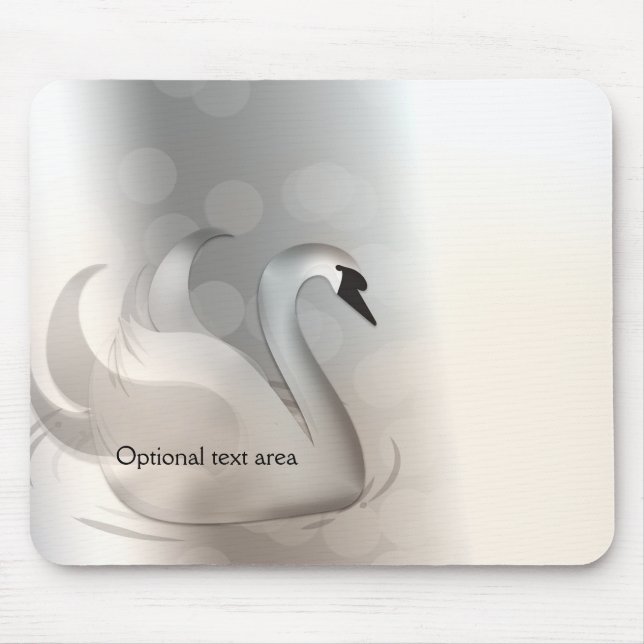 Beautiful Swan Silver Elegant Custom Chic Mouse Mat (Front)