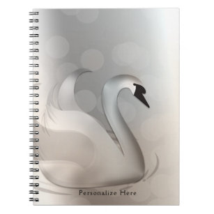 Beautiful Swan White & Silver Elegant Custom Chic Notebook
