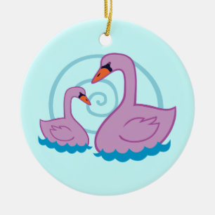 Beautiful Swans Ceramic Tree Decoration